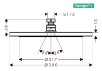 MEDIDAS ROCIADOR DUCHA 280mm CROMA HANSGROHE